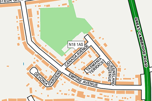 N18 1AS map - OS OpenMap – Local (Ordnance Survey)