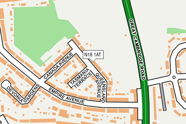 N18 1AT map - OS OpenMap – Local (Ordnance Survey)