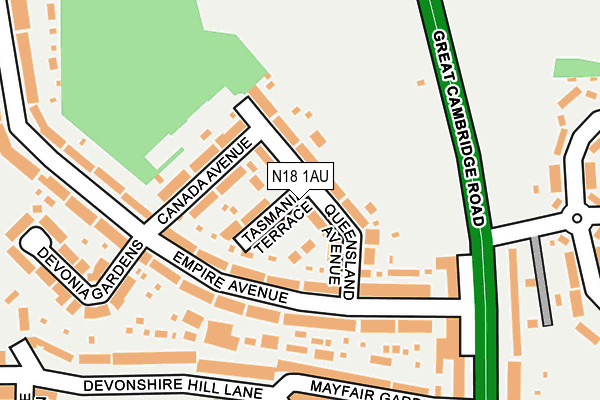 N18 1AU map - OS OpenMap – Local (Ordnance Survey)