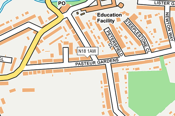 N18 1AW map - OS OpenMap – Local (Ordnance Survey)