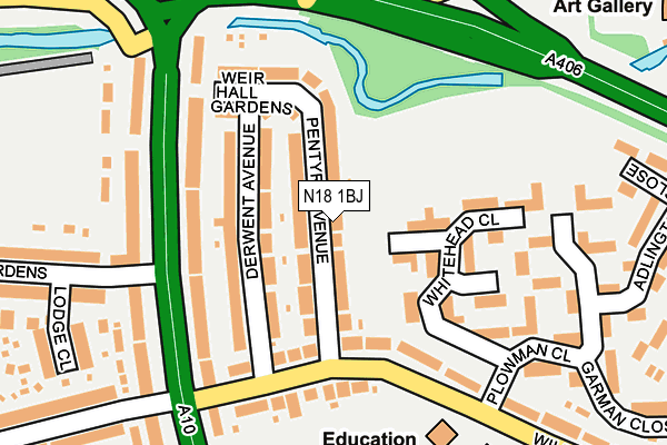 N18 1BJ map - OS OpenMap – Local (Ordnance Survey)