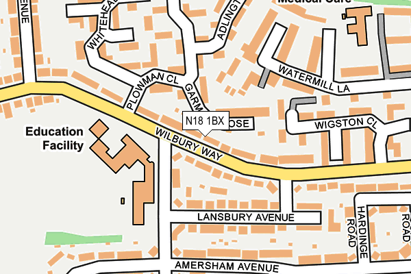 N18 1BX map - OS OpenMap – Local (Ordnance Survey)