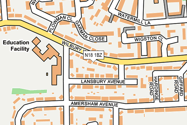 N18 1BZ map - OS OpenMap – Local (Ordnance Survey)
