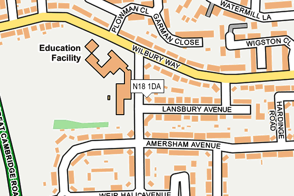 N18 1DA map - OS OpenMap – Local (Ordnance Survey)