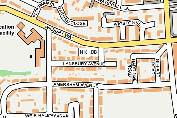 N18 1DB map - OS OpenMap – Local (Ordnance Survey)