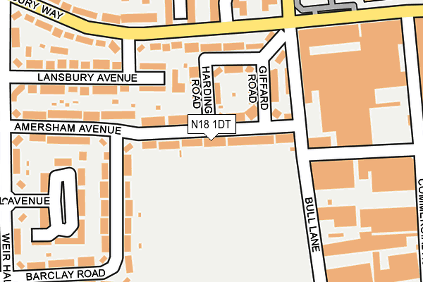N18 1DT map - OS OpenMap – Local (Ordnance Survey)