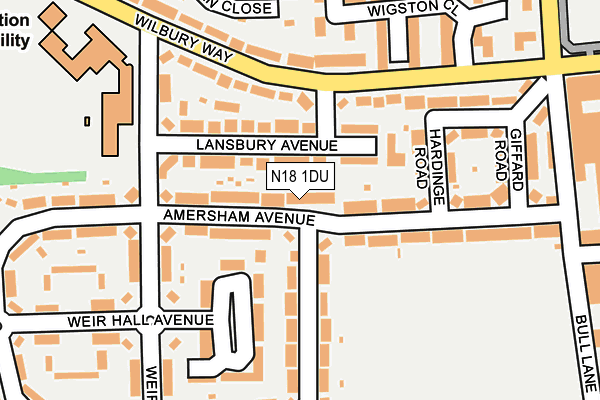 N18 1DU map - OS OpenMap – Local (Ordnance Survey)