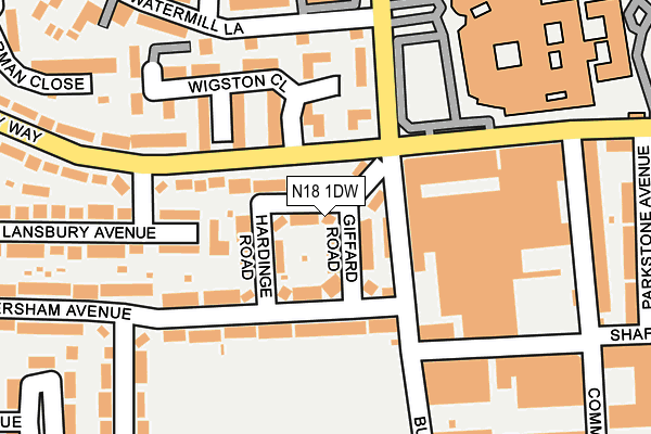 N18 1DW map - OS OpenMap – Local (Ordnance Survey)