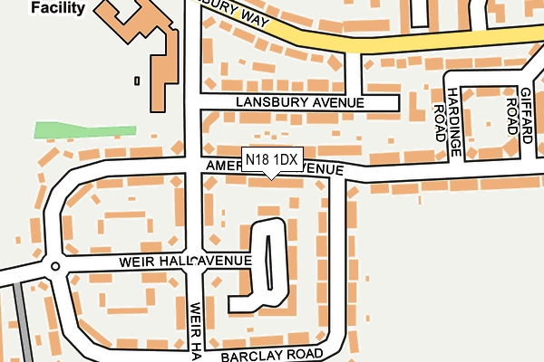 N18 1DX map - OS OpenMap – Local (Ordnance Survey)