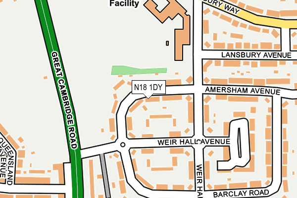 N18 1DY map - OS OpenMap – Local (Ordnance Survey)