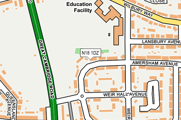 N18 1DZ map - OS OpenMap – Local (Ordnance Survey)