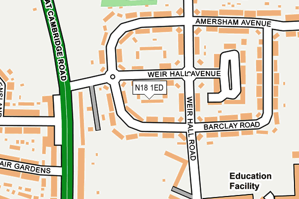 N18 1ED map - OS OpenMap – Local (Ordnance Survey)