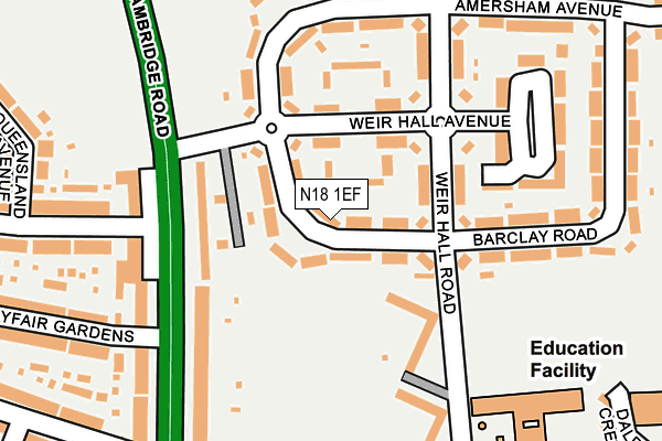 N18 1EF map - OS OpenMap – Local (Ordnance Survey)