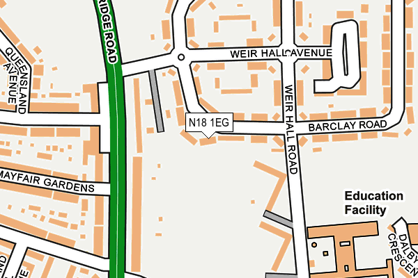 N18 1EG map - OS OpenMap – Local (Ordnance Survey)