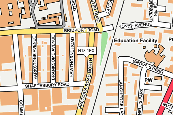 N18 1EX map - OS OpenMap – Local (Ordnance Survey)