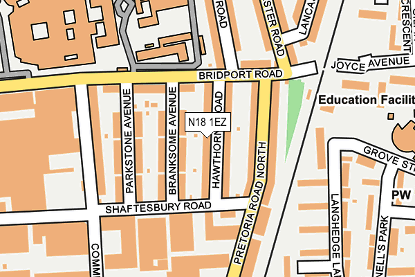 N18 1EZ map - OS OpenMap – Local (Ordnance Survey)