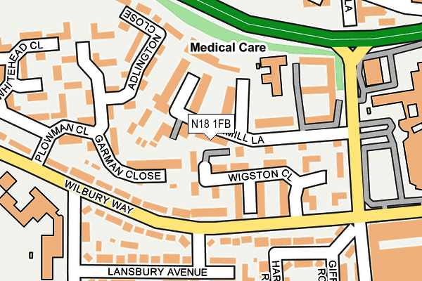 N18 1FB map - OS OpenMap – Local (Ordnance Survey)