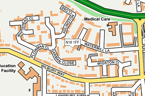 N18 1FF map - OS OpenMap – Local (Ordnance Survey)