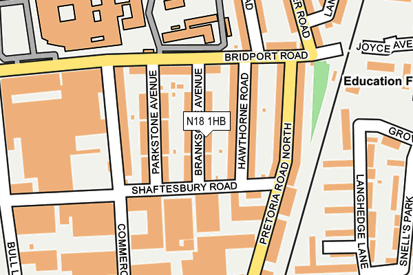 N18 1HB map - OS OpenMap – Local (Ordnance Survey)