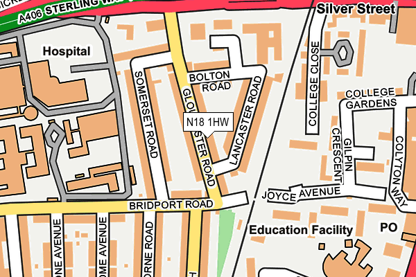 N18 1HW map - OS OpenMap – Local (Ordnance Survey)