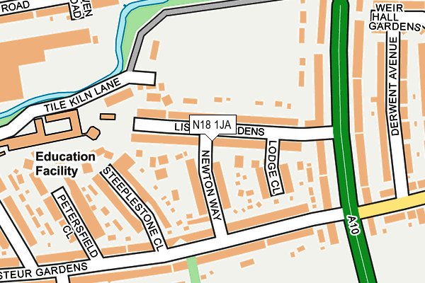 N18 1JA map - OS OpenMap – Local (Ordnance Survey)