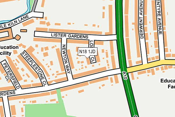 N18 1JD map - OS OpenMap – Local (Ordnance Survey)