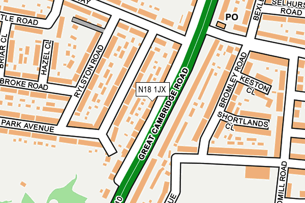 N18 1JX map - OS OpenMap – Local (Ordnance Survey)
