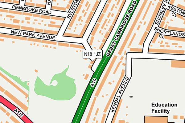 N18 1JZ map - OS OpenMap – Local (Ordnance Survey)