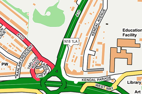 N18 1LA map - OS OpenMap – Local (Ordnance Survey)
