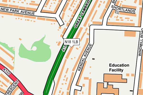 N18 1LB map - OS OpenMap – Local (Ordnance Survey)