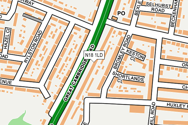 N18 1LD map - OS OpenMap – Local (Ordnance Survey)