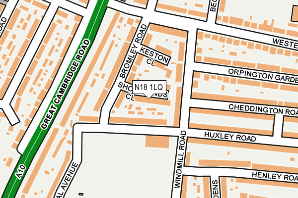 N18 1LQ map - OS OpenMap – Local (Ordnance Survey)