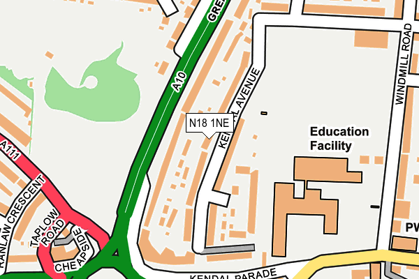 N18 1NE map - OS OpenMap – Local (Ordnance Survey)