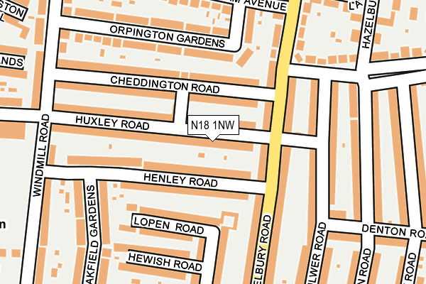 N18 1NW map - OS OpenMap – Local (Ordnance Survey)