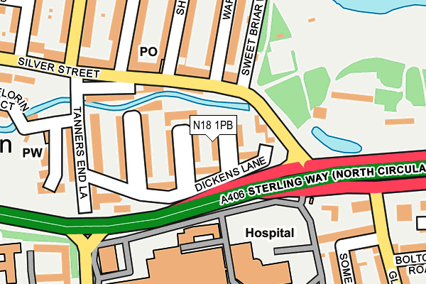 N18 1PB map - OS OpenMap – Local (Ordnance Survey)