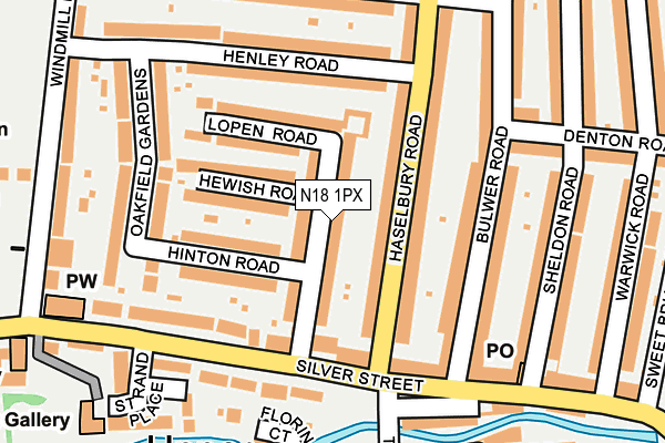 N18 1PX map - OS OpenMap – Local (Ordnance Survey)