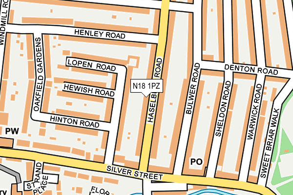 N18 1PZ map - OS OpenMap – Local (Ordnance Survey)