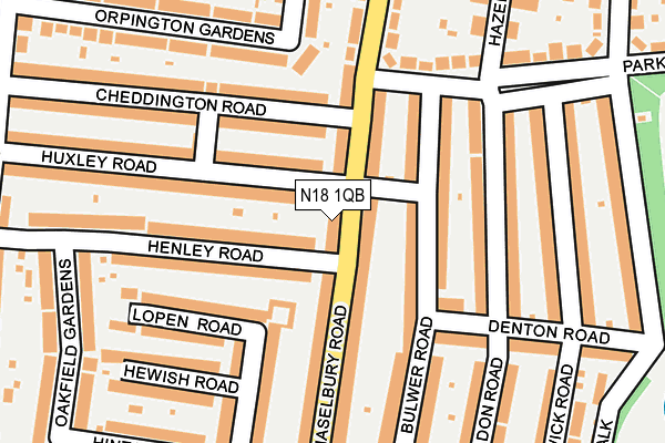 N18 1QB map - OS OpenMap – Local (Ordnance Survey)