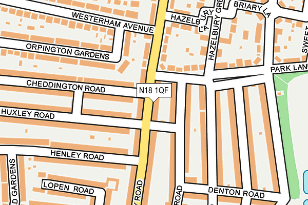 N18 1QF map - OS OpenMap – Local (Ordnance Survey)
