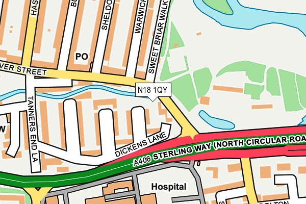 N18 1QY map - OS OpenMap – Local (Ordnance Survey)