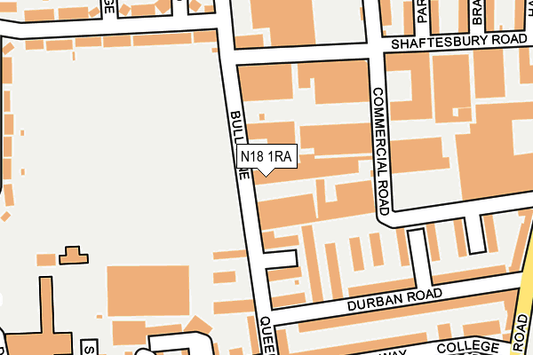 N18 1RA map - OS OpenMap – Local (Ordnance Survey)