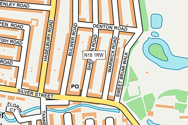 N18 1RW map - OS OpenMap – Local (Ordnance Survey)