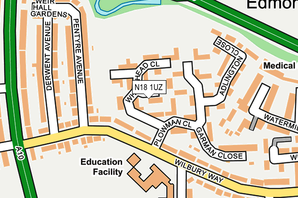 N18 1UZ map - OS OpenMap – Local (Ordnance Survey)
