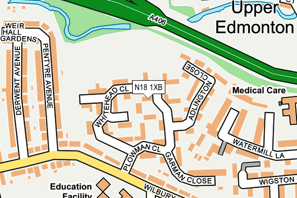 N18 1XB map - OS OpenMap – Local (Ordnance Survey)