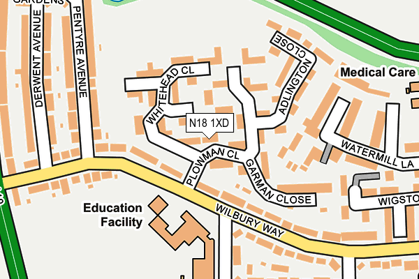 N18 1XD map - OS OpenMap – Local (Ordnance Survey)
