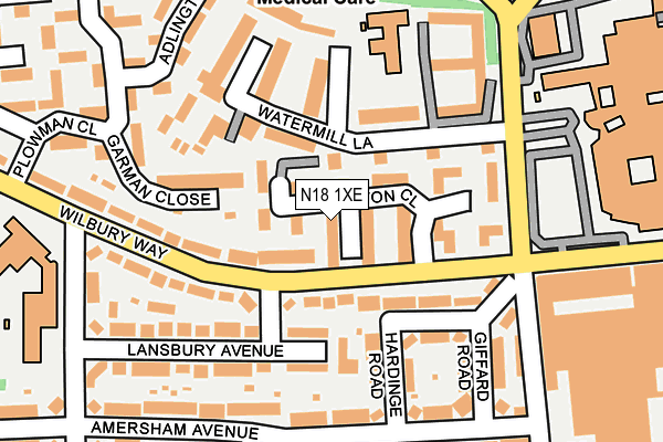 N18 1XE map - OS OpenMap – Local (Ordnance Survey)
