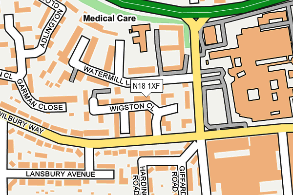 N18 1XF map - OS OpenMap – Local (Ordnance Survey)