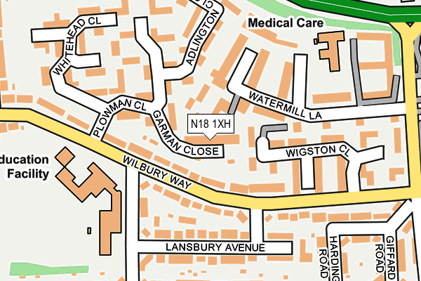 N18 1XH map - OS OpenMap – Local (Ordnance Survey)