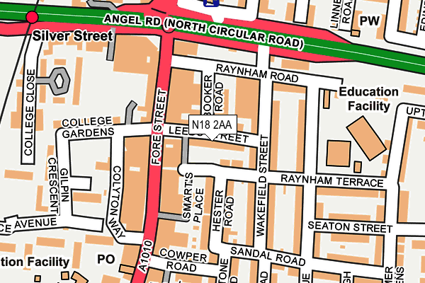 N18 2AA map - OS OpenMap – Local (Ordnance Survey)