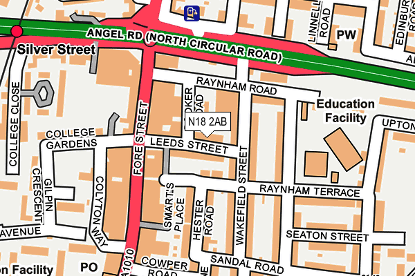 N18 2AB map - OS OpenMap – Local (Ordnance Survey)